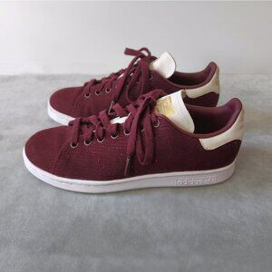 Adidas Stan Smith Maroon Corduroy Gold Shoes Sneakers Size 6.5 US 6 UK FU9616